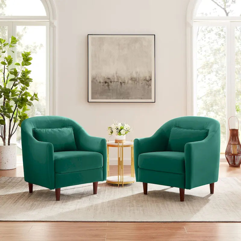Velvet Barrel Accent Chair Set of 2 - Multiple Colors