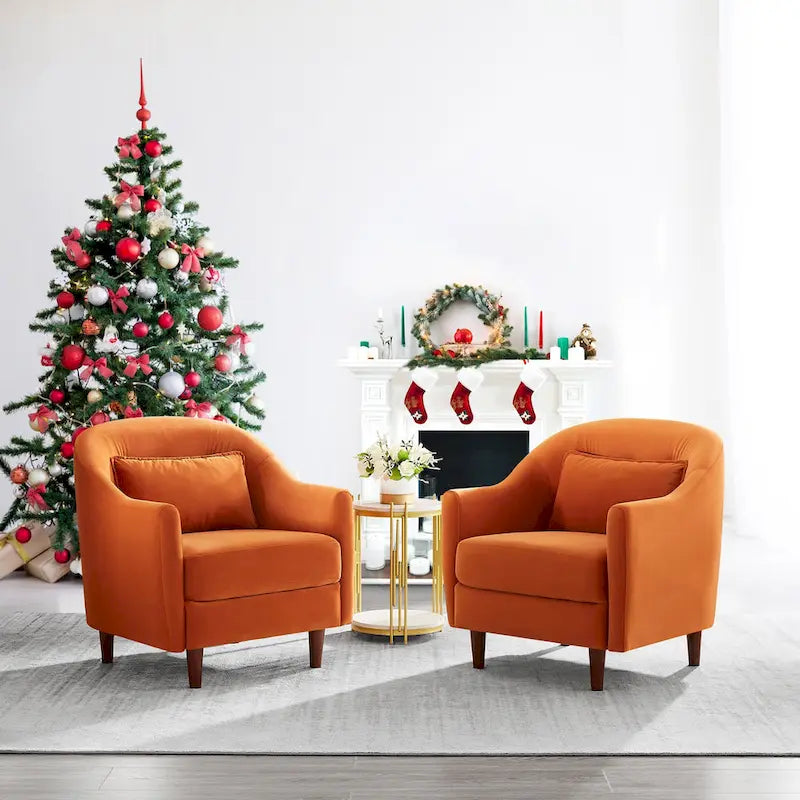 Velvet Barrel Accent Chair Set of 2 - Multiple Colors