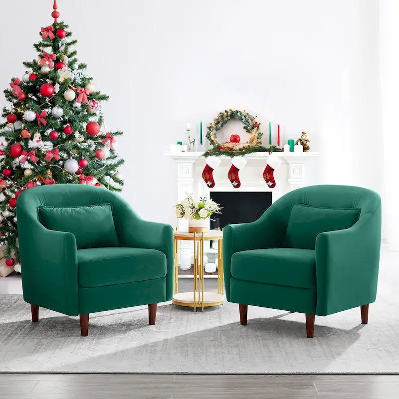 Velvet Barrel Accent Chair Set of 2 - Multiple Colors