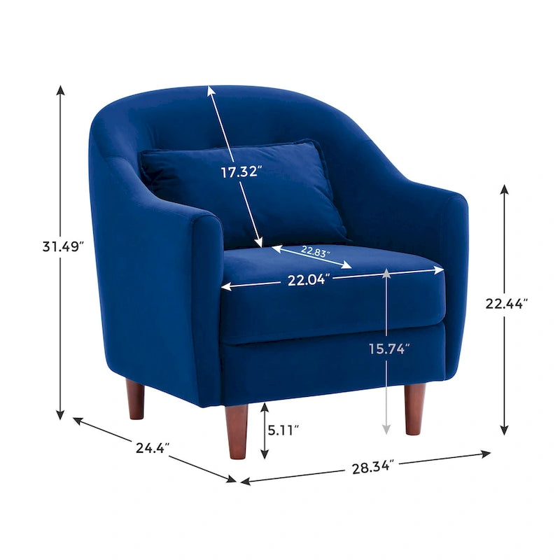 Velvet Barrel Accent Chair Set of 2 - Multiple Colors