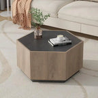 Hexagonal Coffee Table, Scratch Resistant Center Table with Drawers