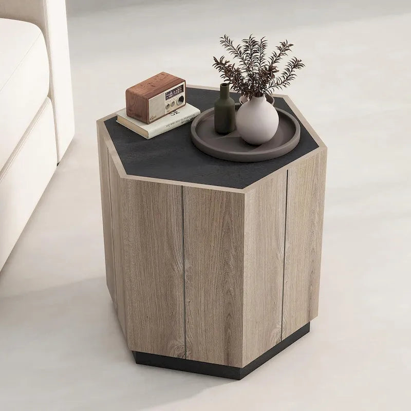 Hexagonal Coffee Table, Scratch Resistant Center Table with Drawers