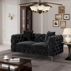 Morden Fort Modern Loveseat Two-Seater Sofa with Dutch Velvet, Solid Wood Frame and Iron Legs