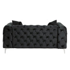 Morden Fort Modern Loveseat Two-Seater Sofa with Dutch Velvet, Solid Wood Frame and Iron Legs