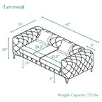Morden Fort Modern Loveseat Two-Seater Sofa with Dutch Velvet, Solid Wood Frame and Iron Legs