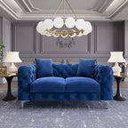 Morden Fort Modern Loveseat Two-Seater Sofa with Dutch Velvet, Solid Wood Frame and Iron Legs