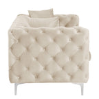 Morden Fort Modern Loveseat Two-Seater Sofa with Dutch Velvet, Solid Wood Frame and Iron Legs