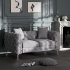 Morden Fort Modern Loveseat Two-Seater Sofa with Dutch Velvet, Solid Wood Frame and Iron Legs