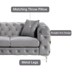 Morden Fort Modern Loveseat Two-Seater Sofa with Dutch Velvet, Solid Wood Frame and Iron Legs