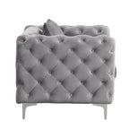 Morden Fort Modern Loveseat Two-Seater Sofa with Dutch Velvet, Solid Wood Frame and Iron Legs