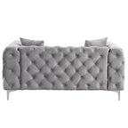 Morden Fort Modern Loveseat Two-Seater Sofa with Dutch Velvet, Solid Wood Frame and Iron Legs