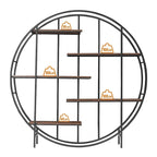 5-Tier Vintage Round Bookshelf Display Stand with Black Metal Frame