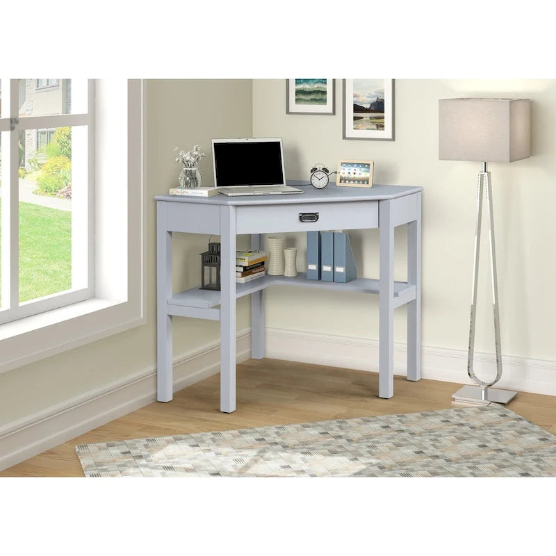 Scrivania classica Poppy Corner con cassetti e ripiani