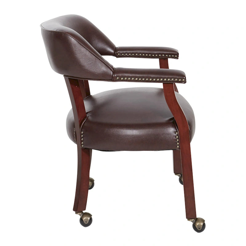 Oxblood Red Guest Chair with Mahogany Frame