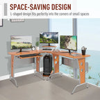 HOMCOM L-Shaped Corner Computer Office Desk Workstation with Elevated Shelf, Rolling Keyboard Tray, & Convenient CPU Stand