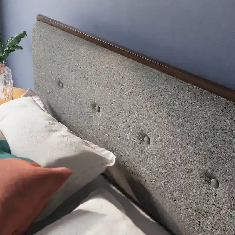 Base letto a piattaforma Priage by ZINUS in legno marrone con testiera imbottita regolabile