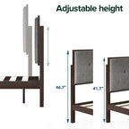 Base letto a piattaforma Priage by ZINUS in legno marrone con testiera imbottita regolabile