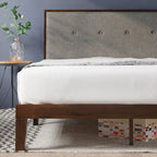 Base letto a piattaforma Priage by ZINUS in legno marrone con testiera imbottita regolabile