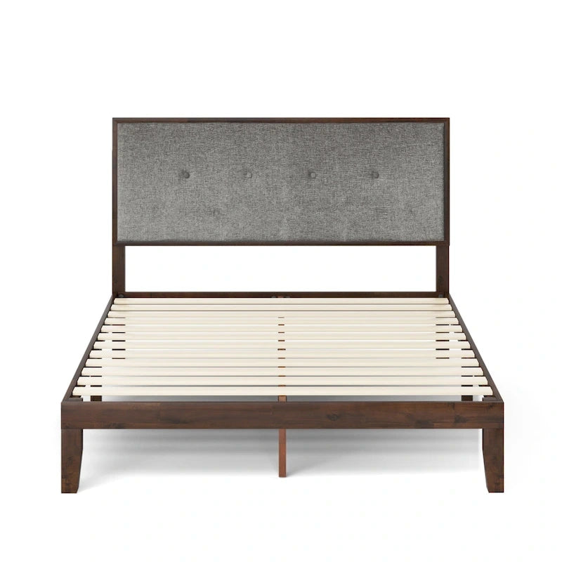 Base letto a piattaforma Priage by ZINUS in legno marrone con testiera imbottita regolabile