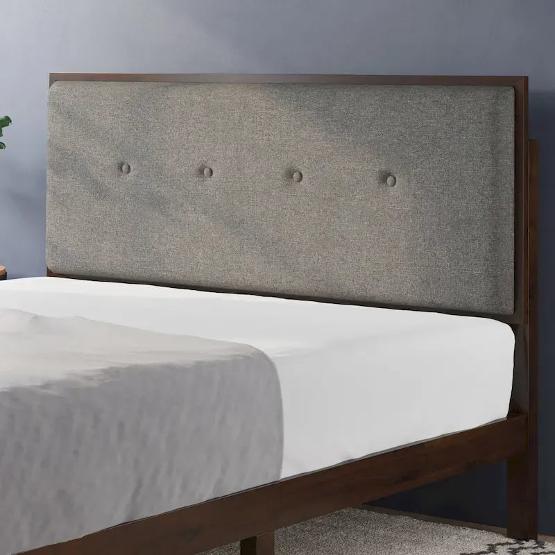 Base letto a piattaforma Priage by ZINUS in legno marrone con testiera imbottita regolabile