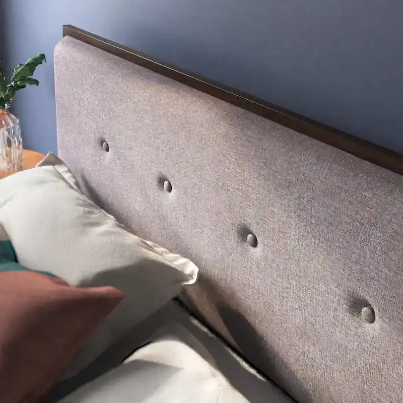 Base letto a piattaforma Priage by ZINUS in legno marrone con testiera imbottita regolabile