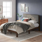Base letto a piattaforma Priage by ZINUS in legno marrone con testiera imbottita regolabile