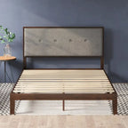 Base letto a piattaforma Priage by ZINUS in legno marrone con testiera imbottita regolabile