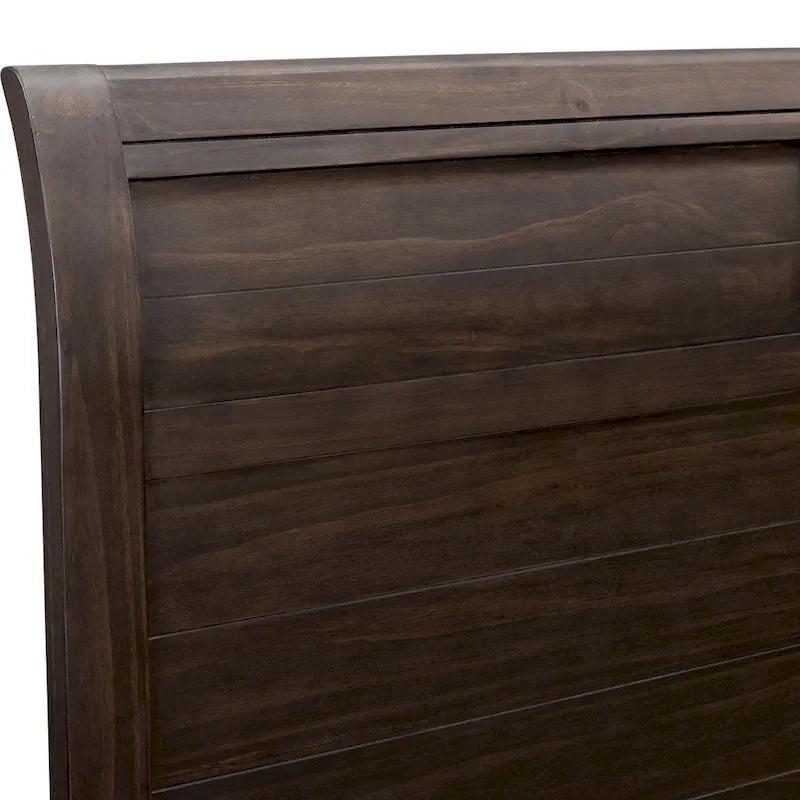 Inyx Transitional Walnut Solid Wood Panel Bed with Low Profile Headboard by Furniture of America