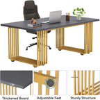 70.9 Inches Modern Office Desk Executive Desk with Gold Metal Legs