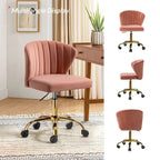 Ilia Modern Velvet Wingback 360 degree Ergonomic Office Task Chair with Channel Tufted Back by HULALA HOME