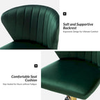 Ilia Modern Velvet Wingback 360 degree Ergonomic Office Task Chair with Channel Tufted Back by HULALA HOME