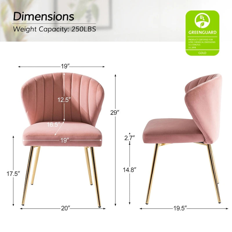 Ilia Modern Velvet Wingback 360 degree Ergonomic Office Task Chair with Channel Tufted Back by HULALA HOME