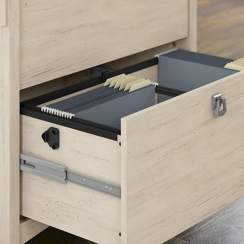 Scrivania ad Angolo Salinas 55W con Cassettiera Laterale e Libreria a 5 Ripiani