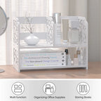 Retro 3-Compartment White Wood Desk Organizer