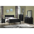 Set Camera da Letto Lillie 6 Pezzi in Legno Nero Modello Sleigh