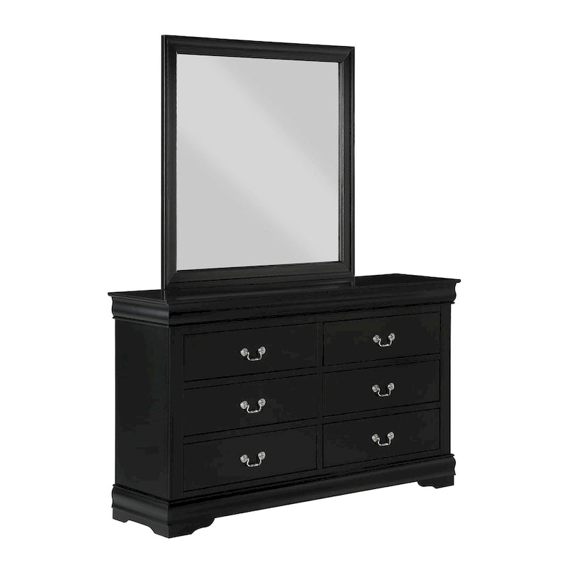 Set Camera da Letto Lillie 6 Pezzi in Legno Nero Modello Sleigh