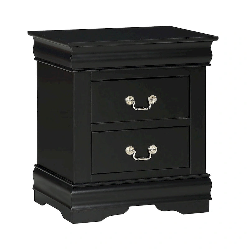 Set Camera da Letto Lillie 6 Pezzi in Legno Nero Modello Sleigh