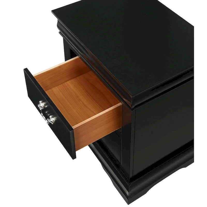 Set Camera da Letto Lillie 6 Pezzi in Legno Nero Modello Sleigh
