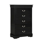 Set Camera da Letto Lillie 6 Pezzi in Legno Nero Modello Sleigh