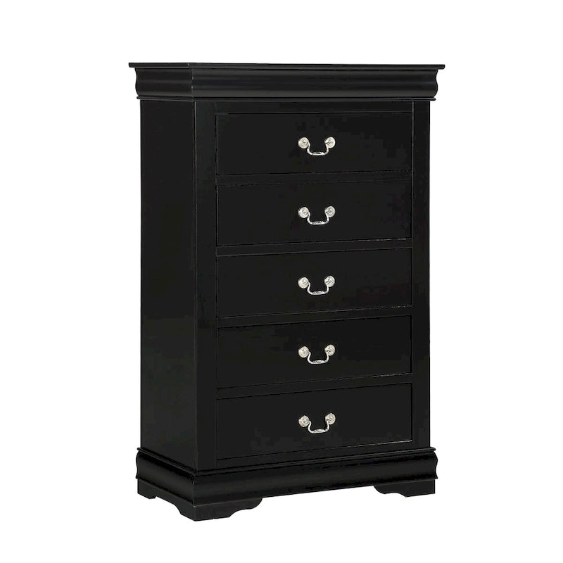 Set Camera da Letto Lillie 6 Pezzi in Legno Nero Modello Sleigh