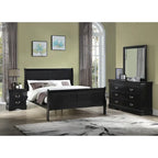 Set Camera da Letto Lillie 6 Pezzi in Legno Nero Modello Sleigh