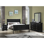 Set Camera da Letto Lillie 6 Pezzi in Legno Nero Modello Sleigh