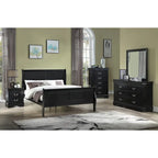 Set Camera da Letto Lillie 6 Pezzi in Legno Nero Modello Sleigh