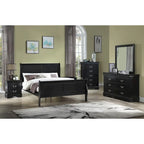 Set Camera da Letto Lillie 6 Pezzi in Legno Nero Modello Sleigh
