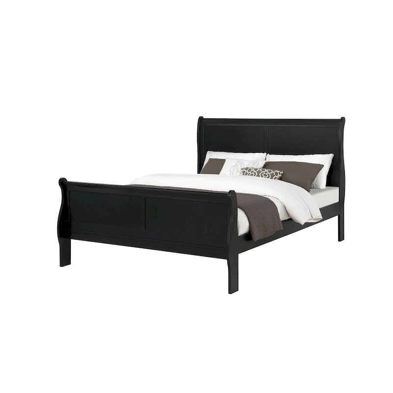 Set Camera da Letto Lillie 6 Pezzi in Legno Nero Modello Sleigh