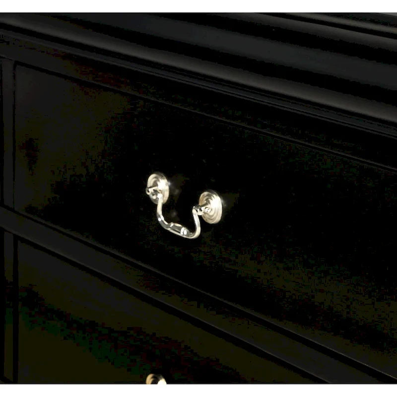 Set Camera da Letto Lillie 6 Pezzi in Legno Nero Modello Sleigh
