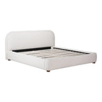 Aurelle Home Collete Modern Curved Oatmeal Upholstered Platform Bed