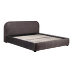 Aurelle Home Collete Modern Curved Oatmeal Upholstered Platform Bed