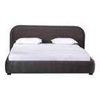 Aurelle Home Collete Modern Curved Oatmeal Upholstered Platform Bed