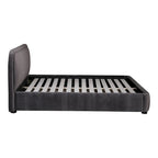 Aurelle Home Collete Modern Curved Oatmeal Upholstered Platform Bed